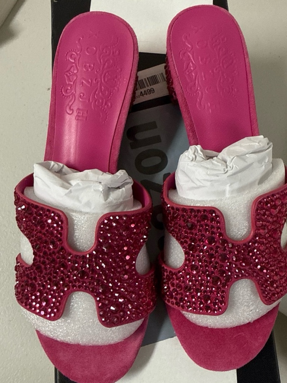 Women's Pink Jeweled Slide Sandals